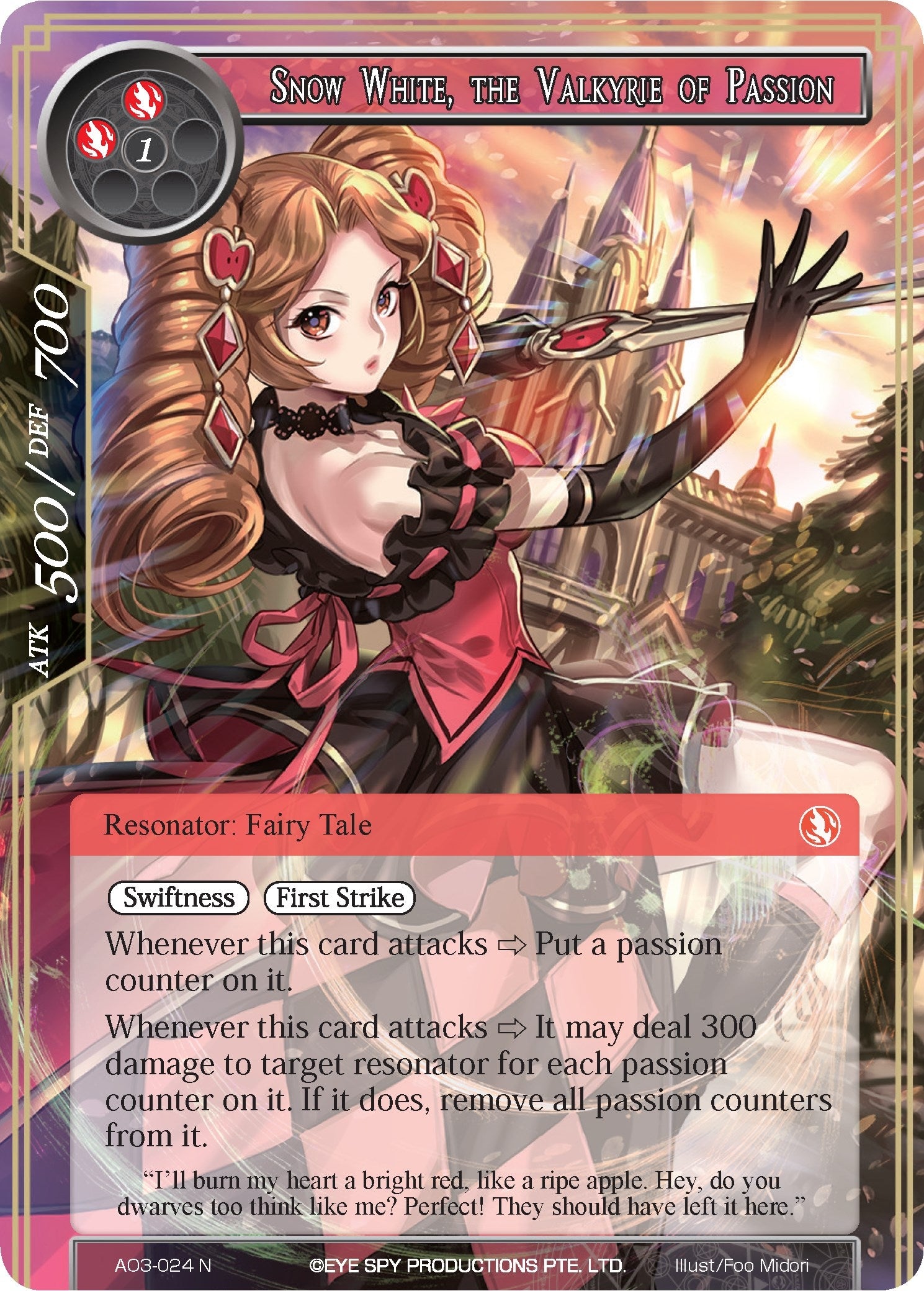 Image for Snow White, the Valkyrie of Passion (Alice Origin III) (AO3-024) - Force of Will