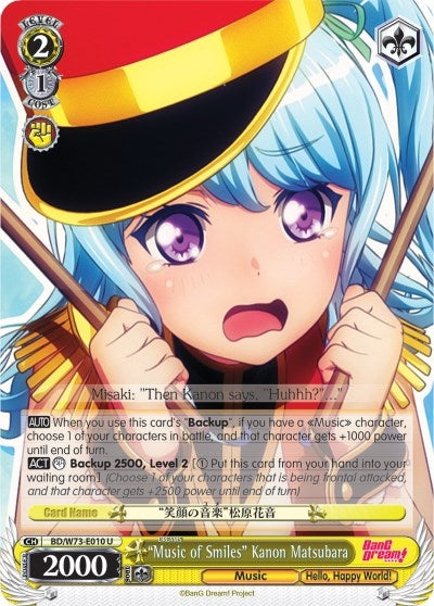 Image for "Music of Smiles" Kanon Matsubara (BanG Dream! Vol.2) (BD/W73-E010 U) - Weiss Schwarz