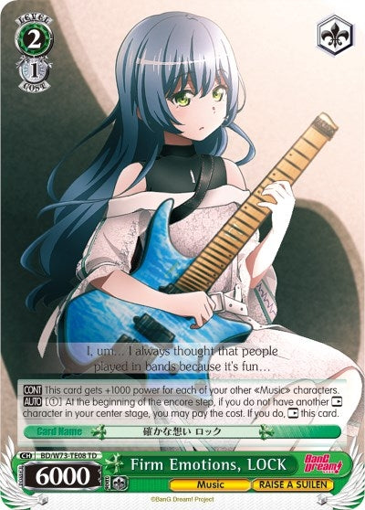 Image for Firm Emotions, LOCK (BanG Dream! Vol.2) (BD/W73-TE08 TD) - Weiss Schwarz