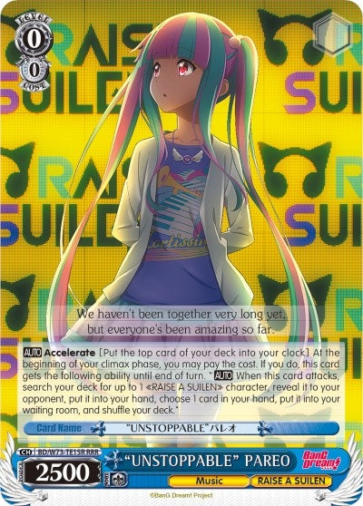 Image for "UNSTOPPABLE" PAREO (RRR) (BanG Dream! Vol.2) (BD/W73-TE15R RRR) - Weiss Schwarz