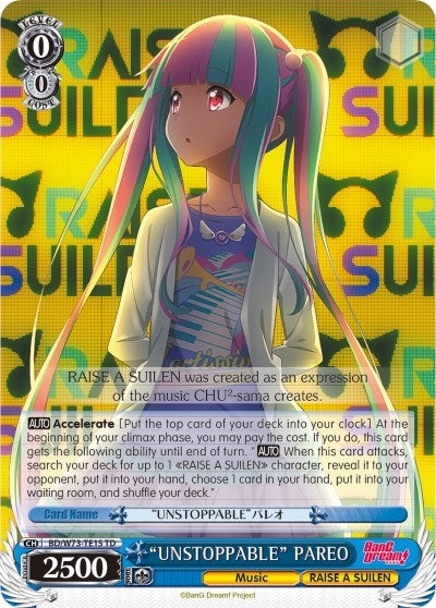 Image for "UNSTOPPABLE" PAREO (BanG Dream! Vol.2) (BD/W73-TE15 TD) - Weiss Schwarz