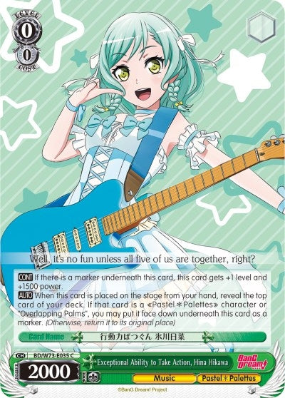 Image for Exceptional Ability to Take Action, Hina Hikawa (BanG Dream! Vol.2) (BD/W73-E035 C) - Weiss Schwarz