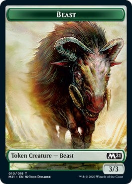 Image for Beast // Saproling Double-Sided Token (Core Set 2021) (10 // 12) - Magic: The Gathering