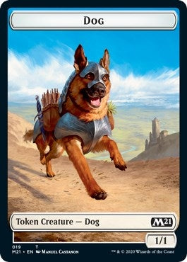 Image for Dog // Saproling Double-Sided Token (Core Set 2021) (19 // 12) - Magic: The Gathering