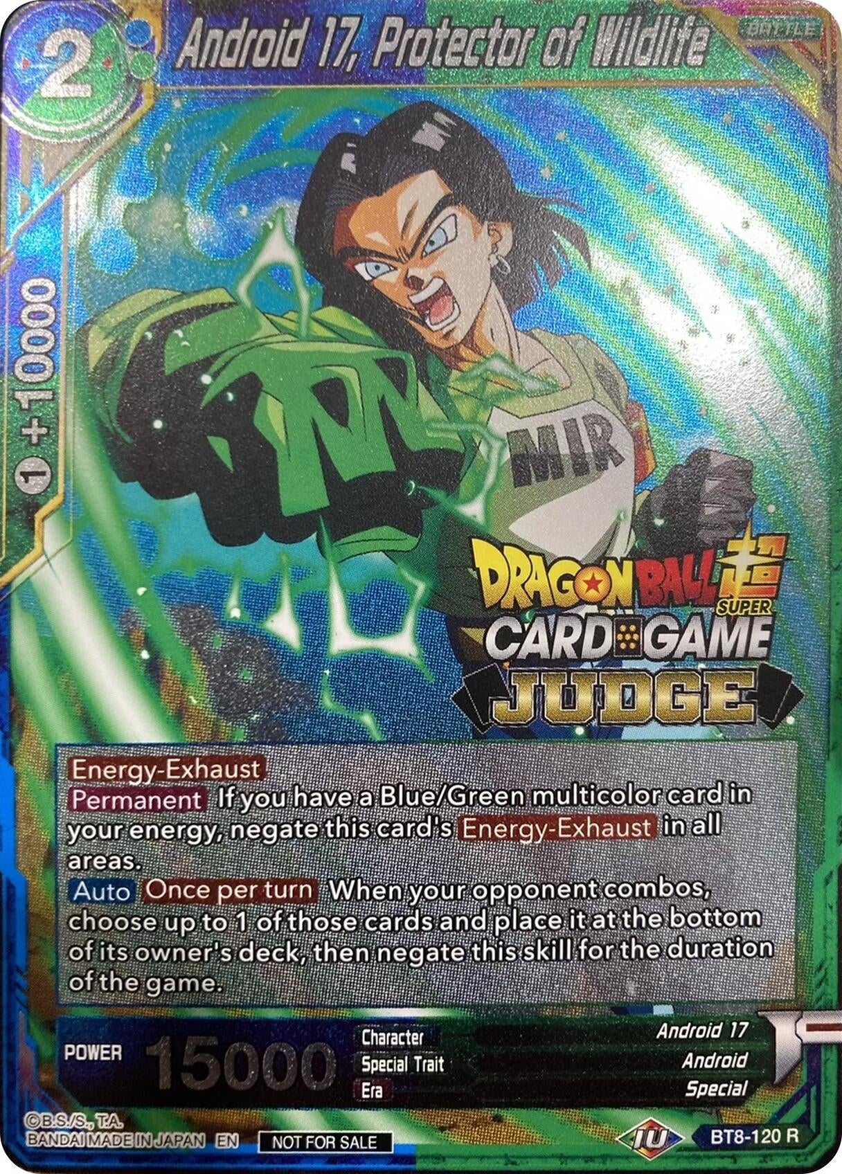 Image for Android 17, Protector of Wildlife (Judge Promotion Cards) (BT8-120) - Dragon Ball Super: Masters