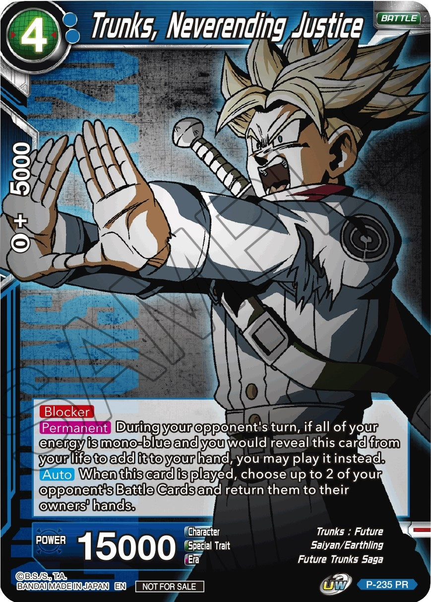 Image for Trunks, Neverending Justice (Promotion Cards) (P-235) - Dragon Ball Super: Masters