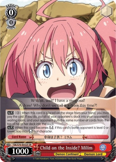 Image for Child on the Inside? Milim (SR) (That Time I Got Reincarnated as a Slime) (TSK/S70-E032S SR) - Weiss Schwarz