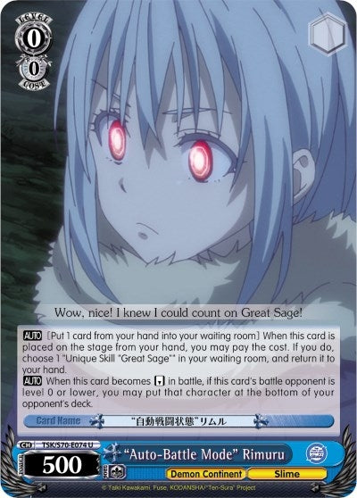 Image for "Auto-Battle Mode" Rimuru (That Time I Got Reincarnated as a Slime) (TSK/S70-E074 U) - Weiss Schwarz