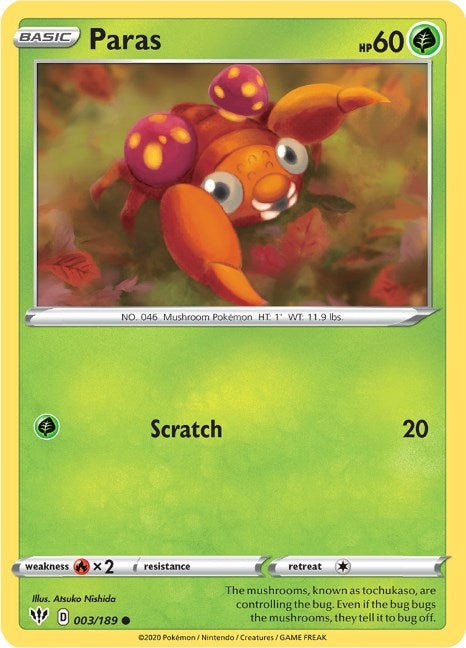 Image for Paras (SWSH03: Darkness Ablaze) (003/189) - Pokemon