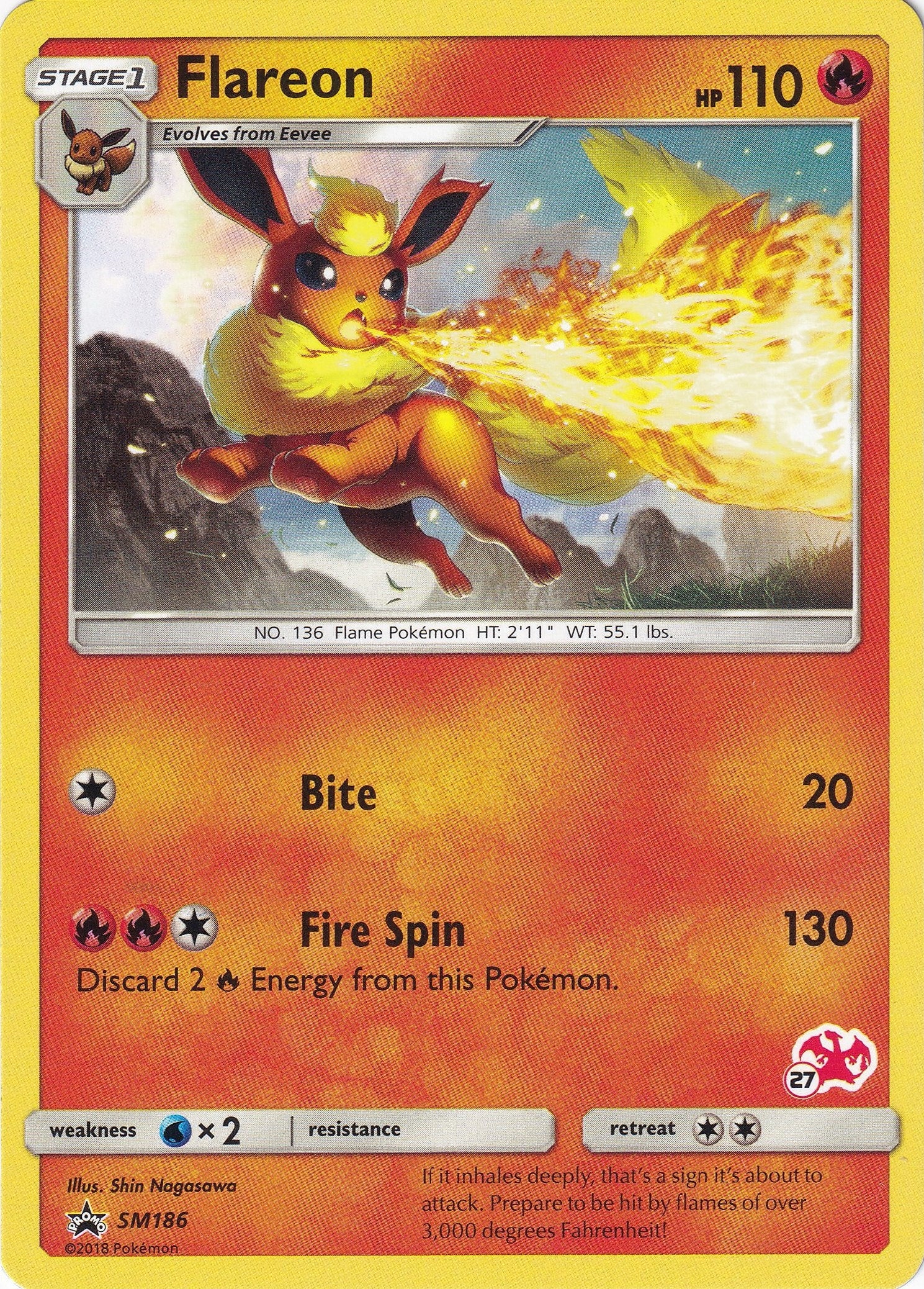 Image for Flareon - SM186 (#27 Charizard Stamped) (Battle Academy) (SM186) - Pokemon