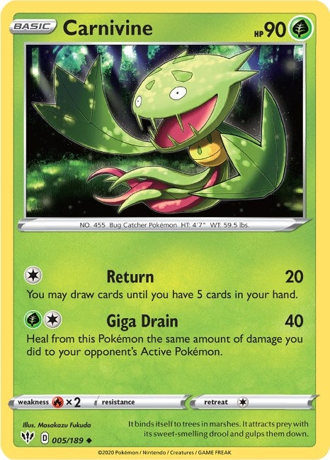 Image for Carnivine (SWSH03: Darkness Ablaze) (005/189) - Pokemon