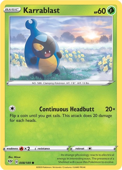 Image for Karrablast (SWSH03: Darkness Ablaze) (008/189) - Pokemon