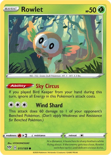 Image for Rowlet (SWSH03: Darkness Ablaze) (011/189) - Pokemon