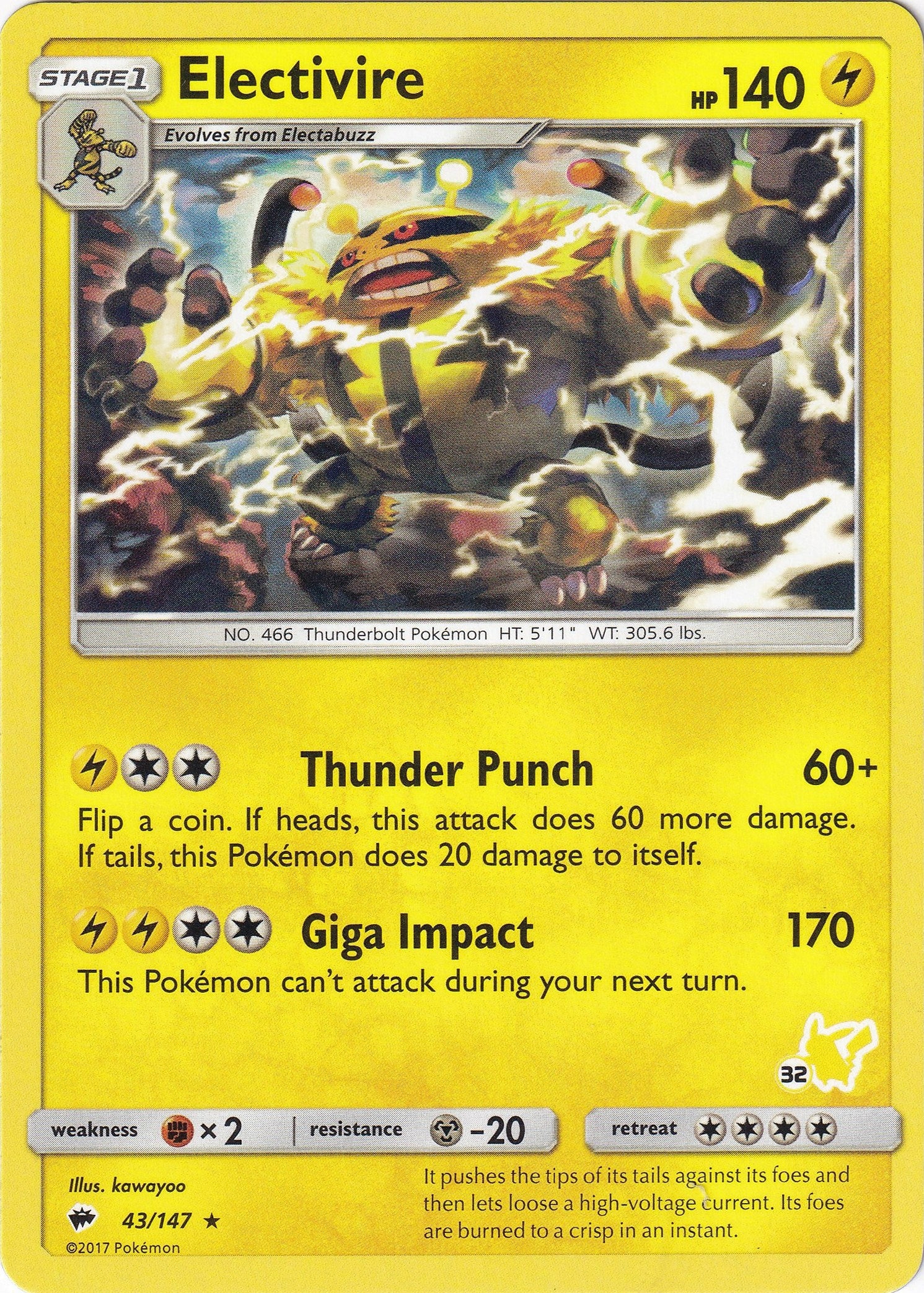 Image for Electivire- 43/147 (#32 Pikachu Stamped) (Battle Academy) (043/147) - Pokemon