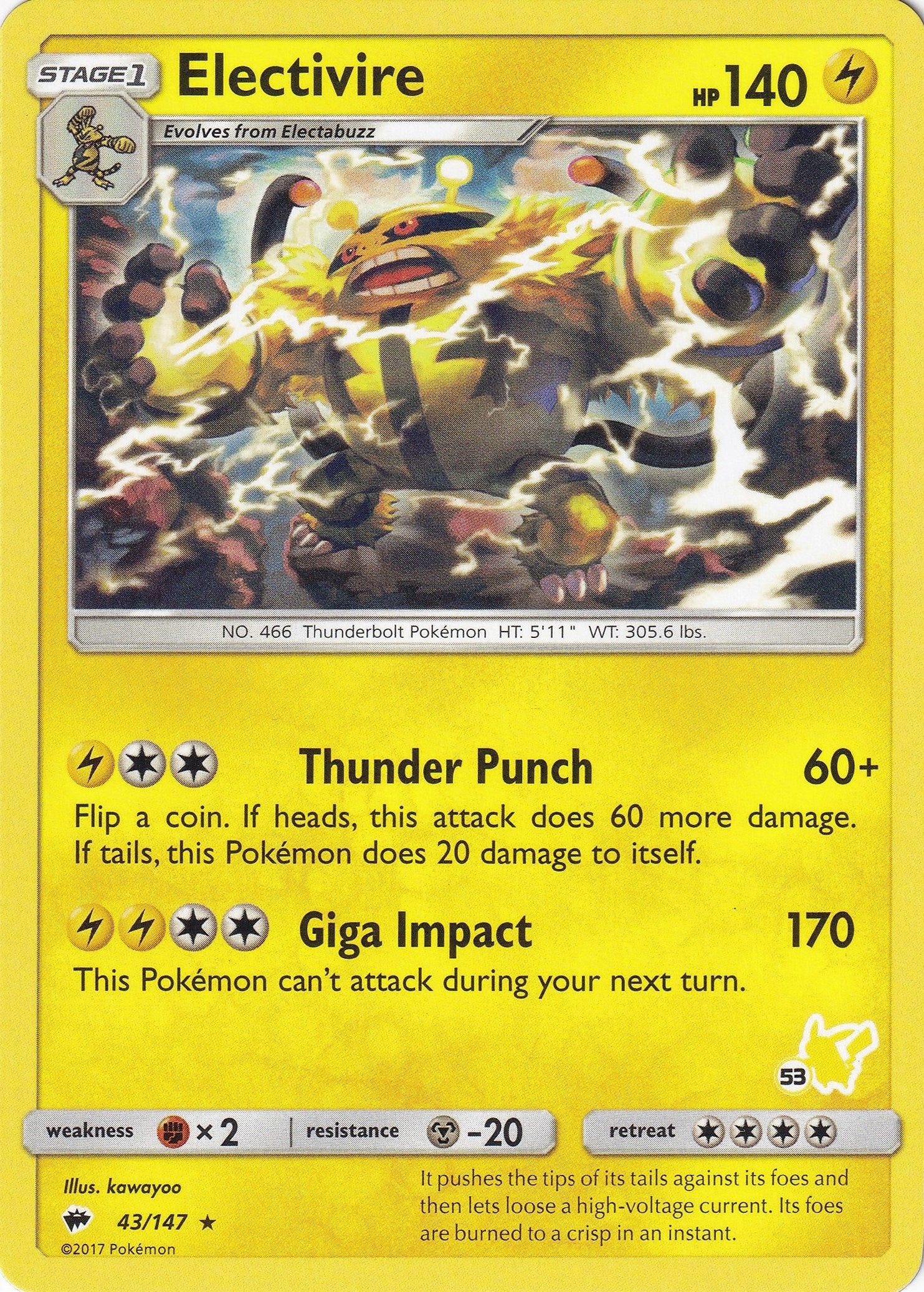 Image for Electivire - 43/147 (#53 Pikachu Stamped) (Battle Academy) (043/147) - Pokemon