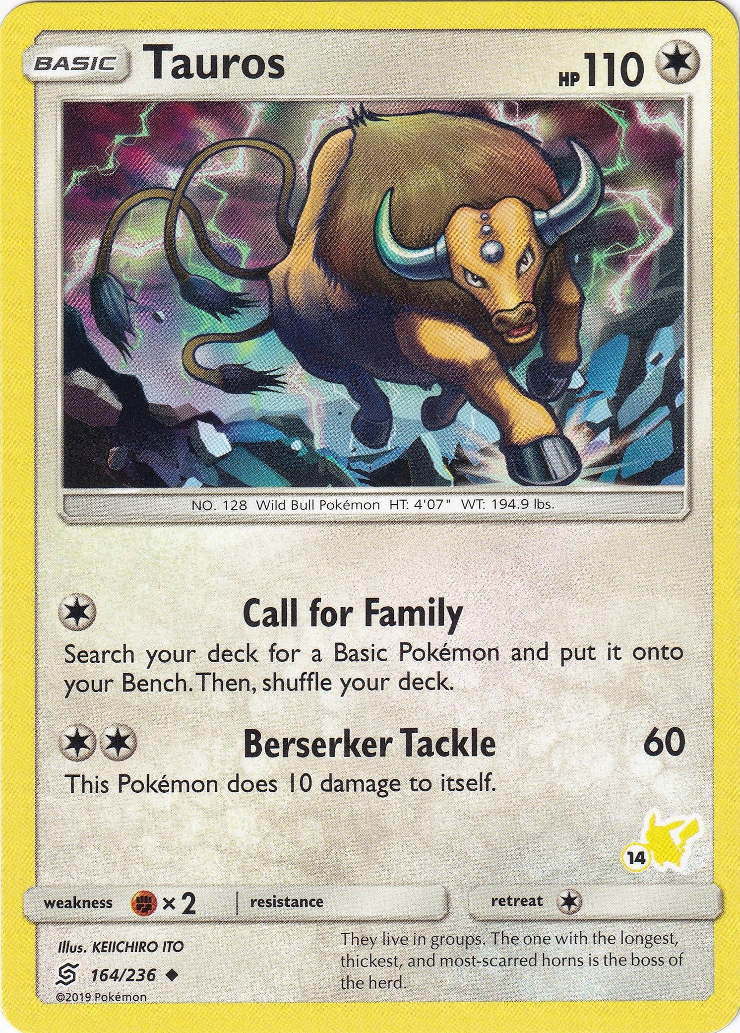 Image for Tauros - 164/236 (#14 Pikachu Stamped) (Battle Academy) (164/236) - Pokemon