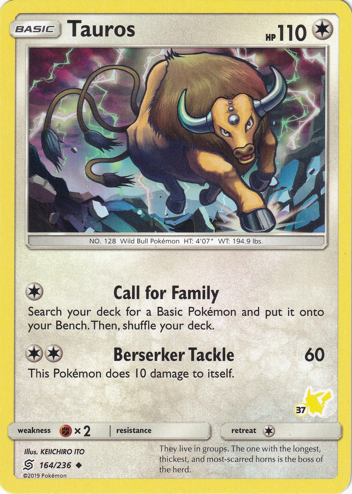 Image for Tauros - 164/236 (#37 Pikachu Stamped) (Battle Academy) (164/236) - Pokemon