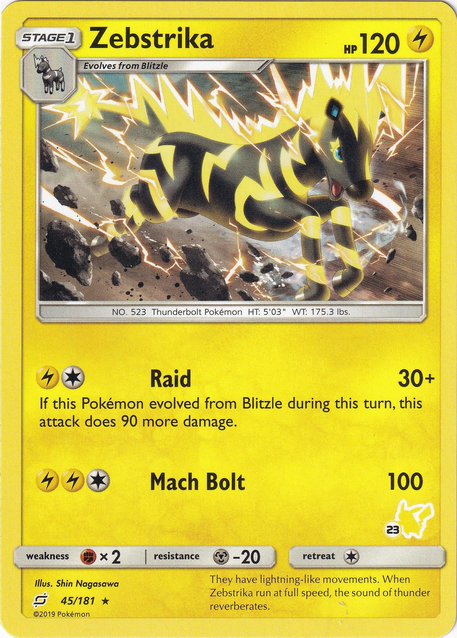 Image for Zebstrika - 45/181 (#23 Pikachu Stamped) (Battle Academy) (045/181) - Pokemon