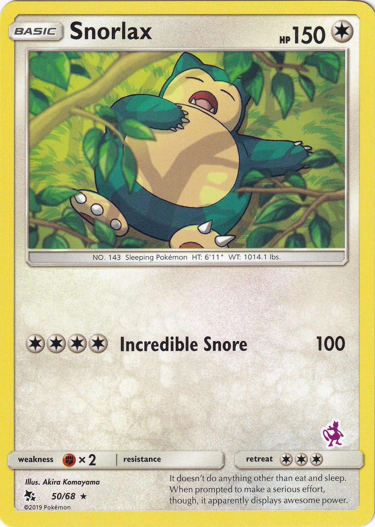Image for Snorlax - 50/68 (Mewtwo Stamped) (Battle Academy) (050/068) - Pokemon