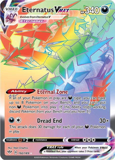 Image for Eternatus VMAX (Secret) (SWSH03: Darkness Ablaze) (192/189) - Pokemon