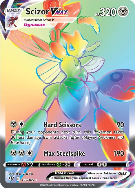 Image for Scizor VMAX (Secret) (SWSH03: Darkness Ablaze) (193/189) - Pokemon