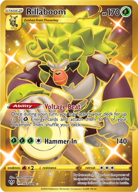 Image for Rillaboom (Secret) (SWSH03: Darkness Ablaze) (197/189) - Pokemon