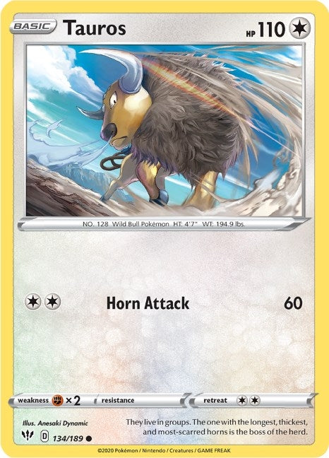 Image for Tauros (SWSH03: Darkness Ablaze) (134/189) - Pokemon