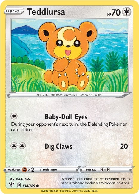 Image for Teddiursa (SWSH03: Darkness Ablaze) (138/189) - Pokemon