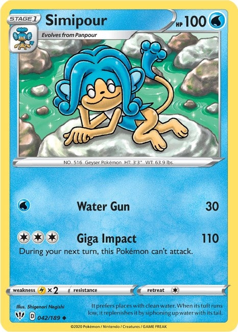 Image for Simipour (SWSH03: Darkness Ablaze) (042/189) - Pokemon