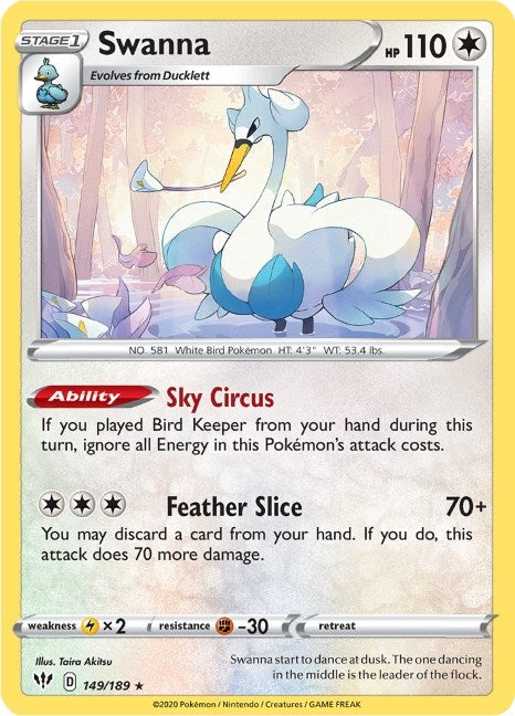 Image for Swanna (SWSH03: Darkness Ablaze) (149/189) - Pokemon