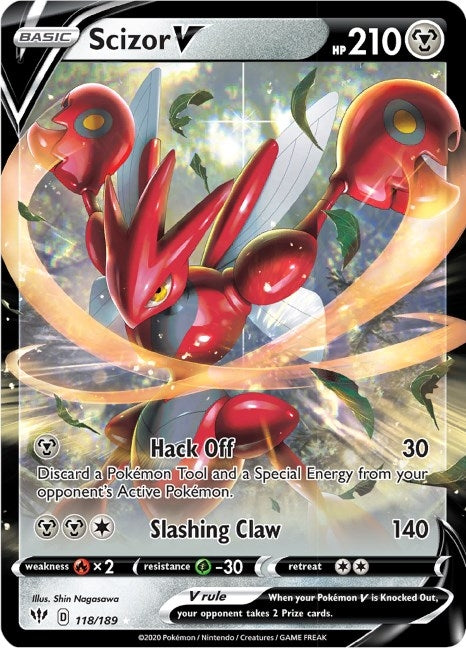 Image for Scizor V (SWSH03: Darkness Ablaze) (118/189) - Pokemon