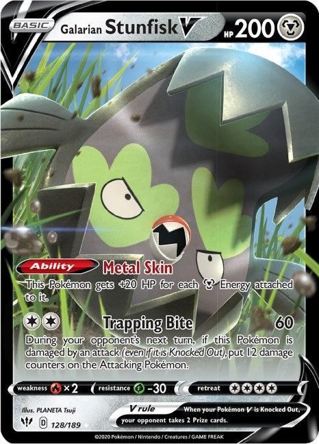 Image for Galarian Stunfisk V (SWSH03: Darkness Ablaze) (128/189) - Pokemon