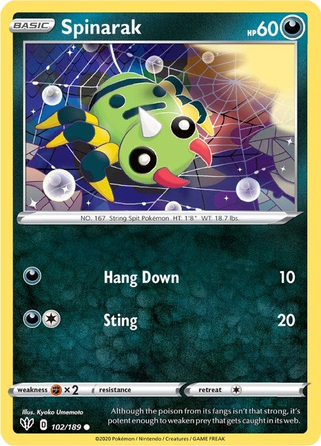 Image for Spinarak (SWSH03: Darkness Ablaze) (102/189) - Pokemon