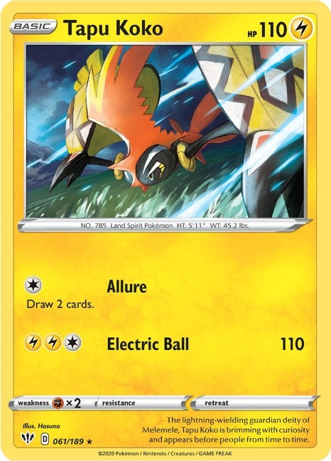 Image for Tapu Koko (SWSH03: Darkness Ablaze) (061/189) - Pokemon