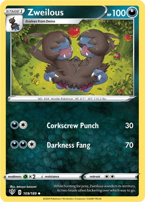 Image for Zweilous (SWSH03: Darkness Ablaze) (109/189) - Pokemon
