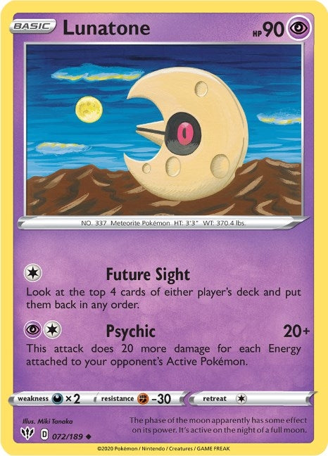 Image for Lunatone (SWSH03: Darkness Ablaze) (072/189) - Pokemon