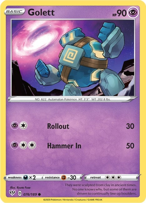 Image for Golett (SWSH03: Darkness Ablaze) (076/189) - Pokemon