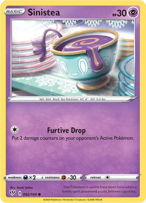 Image for Sinistea (SWSH03: Darkness Ablaze) (082/189) - Pokemon