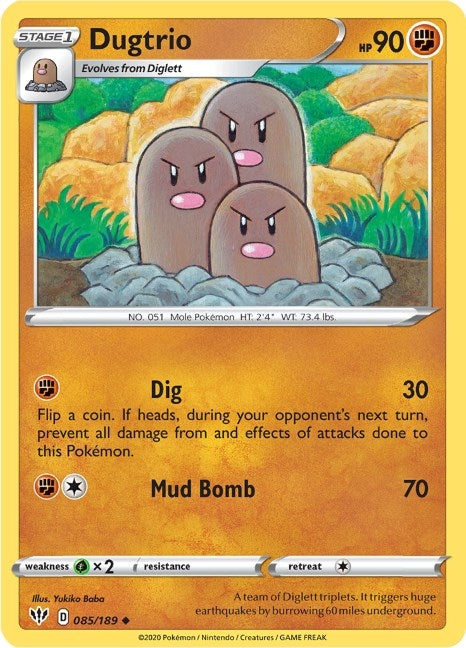 Image for Dugtrio (SWSH03: Darkness Ablaze) (085/189) - Pokemon