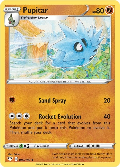 Image for Pupitar (SWSH03: Darkness Ablaze) (087/189) - Pokemon