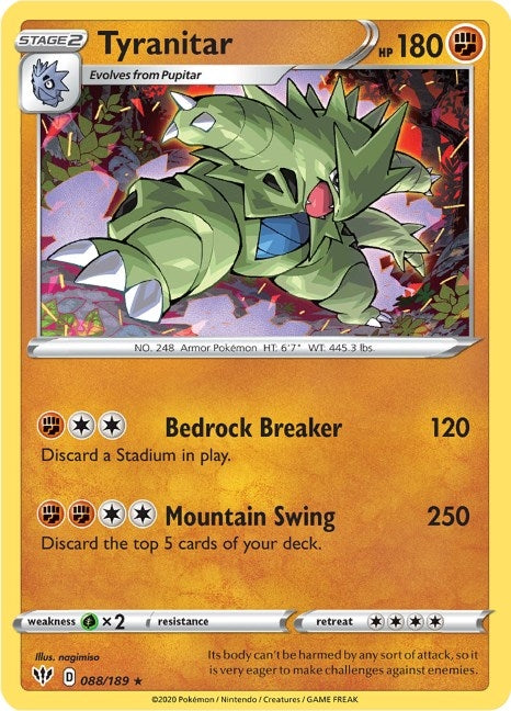 Image for Tyranitar (SWSH03: Darkness Ablaze) (088/189) - Pokemon