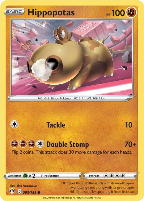 Image for Hippopotas (SWSH03: Darkness Ablaze) (093/189) - Pokemon