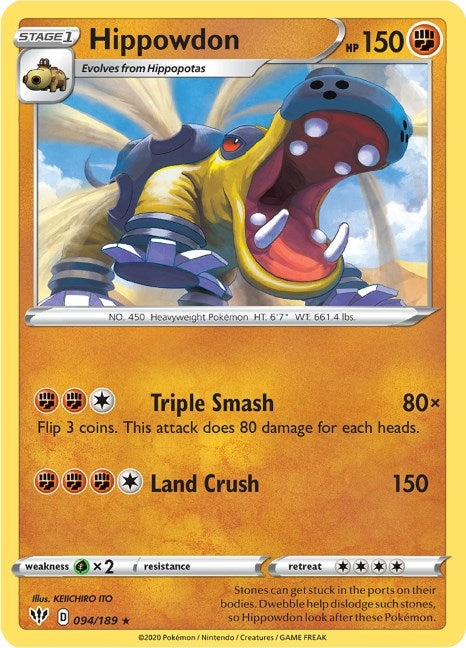 Image for Hippowdon (SWSH03: Darkness Ablaze) (094/189) - Pokemon