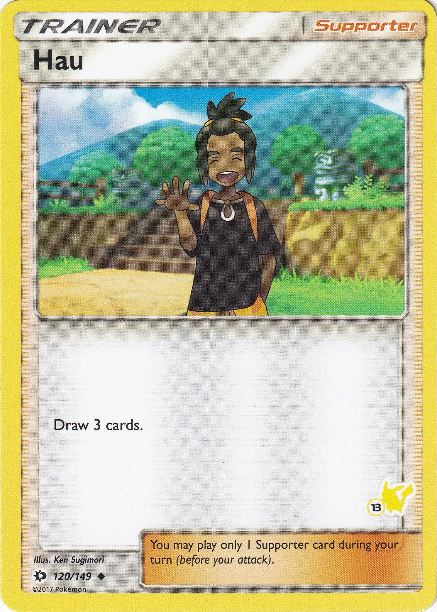 Image for Hau - 120/149 (#13 Pikachu Stamped) (Battle Academy) (120/149) - Pokemon