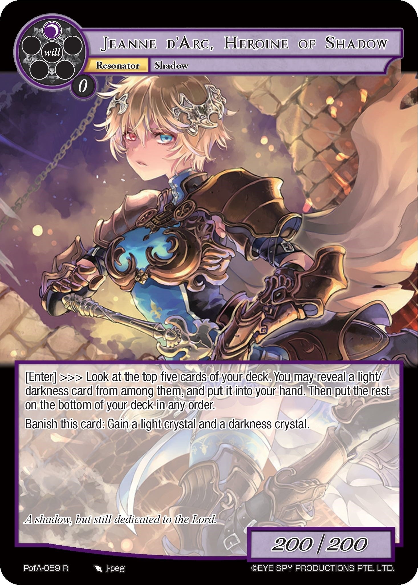 Image for Jeanne D'Arc, Heroine of Shadow (Alice Origin IV: Prologue of Attoractia) (PofA-059) - Force of Will