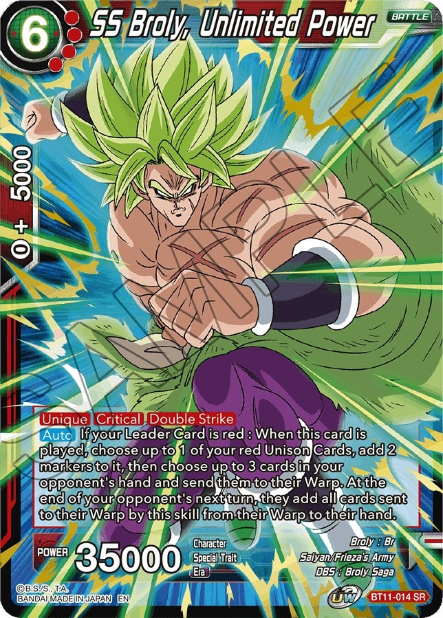 Image for SS Broly, Unlimited Power (Vermilion Bloodline) (BT11-014) - Dragon Ball Super: Masters