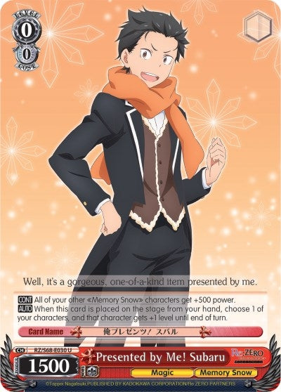 Image for Presented by Me! Subaru (Re:ZERO Memory Snow) (RZ/S68-E030 U) - Weiss Schwarz