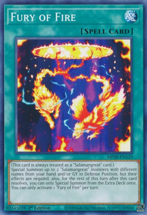 Image for Fury of Fire (2020 Tin of Lost Memories) (MP20-EN129) - YuGiOh