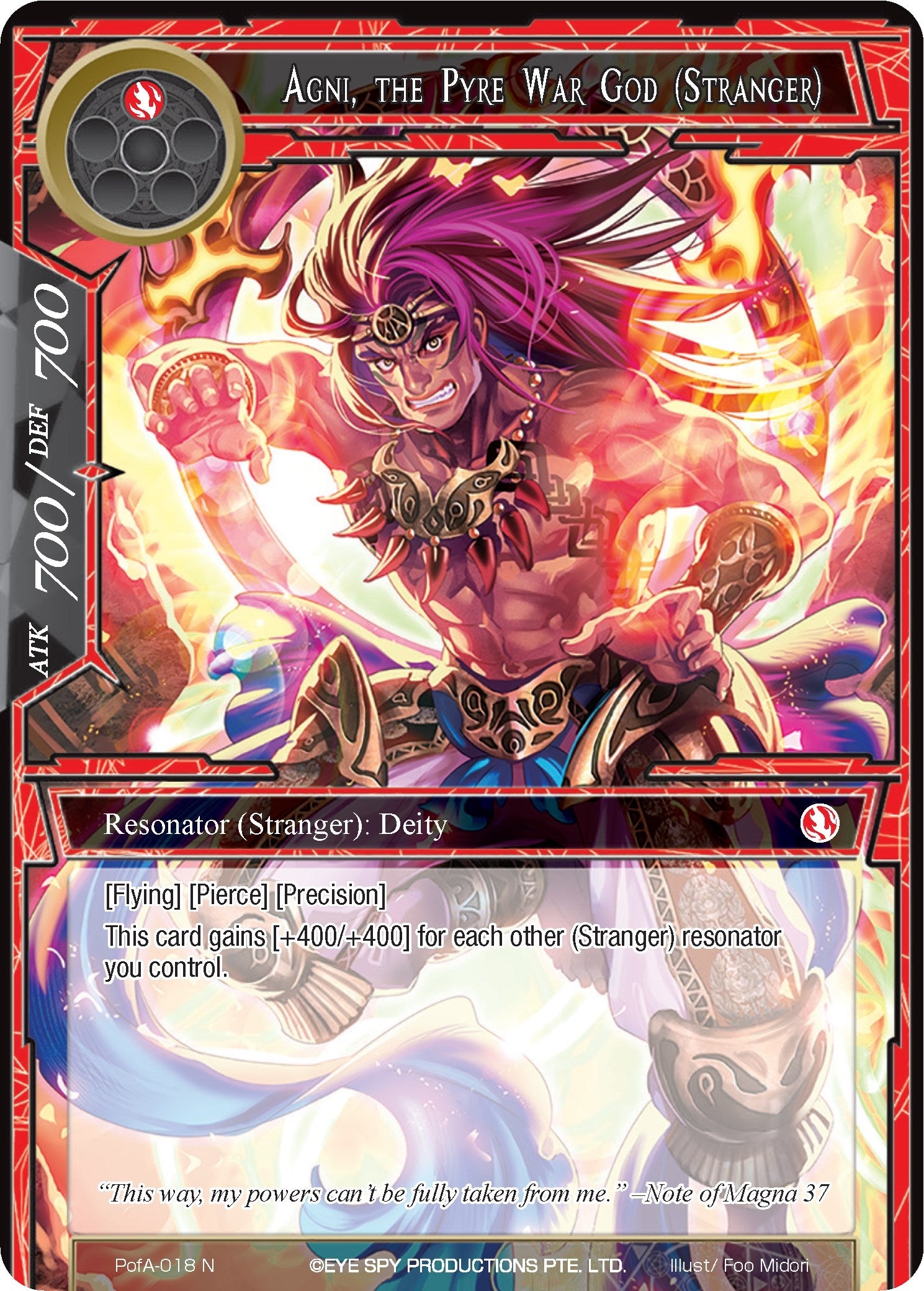 Image for Agni, the Pyre War God (Stranger) (Alice Origin IV: Prologue of Attoractia) (PofA-018) - Force of Will
