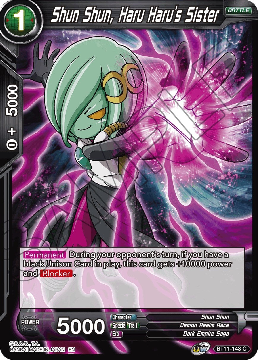 Image for Shun Shun, Haru Haru's Sister (Vermilion Bloodline) (BT11-143) - Dragon Ball Super: Masters